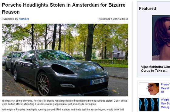Zlodji aut v Amsterdamu se zamili na pední xenonová svtla ve vozech