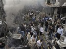 Následky pumového atentátu v Damaku (5. listopadu 2012)