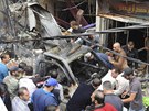 Následky pumového atentátu v Damaku (5. listopadu 2012)