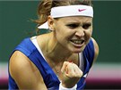 ZAATÁ PST. Lucie afáová a její oslavné gesto v zápase proti An Ivanoviové...
