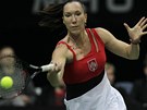 Srbka Jelena Jankoviová ve finále Fed cupu v utkání proti Pete Kvitové.