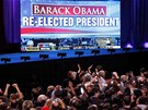 Seteno jet není, ale ve volebním táboe Baracka Obamy se u slaví vítzství.