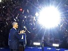 Barack Obama pi projevu ke znovuzvolení prezidentem USA. (7. listopadu 2012) 