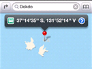 Souostroví Dokdo na mapových podkladech pro iOS 6.