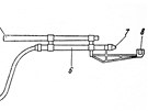 Nákres plamenometu konstruktéra Tovarnického: 1. (vlevo) tlaková nádoba, 2.