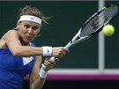 eská tenistka Lucie afáová míí za rozhodujícím bodem ve finále Fed Cupu...
