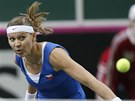 Lucie afáová bhem finále Fed Cupu proti Srbce An Ivanoviové.