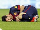 ERSTVÝ OTEC NA ZEMI. Barcelonský útoník Lionel Messi si v utkání s Vigem