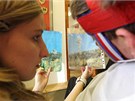 Své obrazy maluje Tomá v Domov pod hradem ampach u amberka na Pardubicku