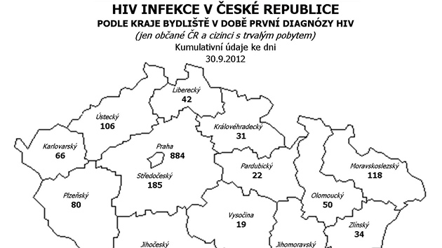 Mapa HIV infekce v esk republice
