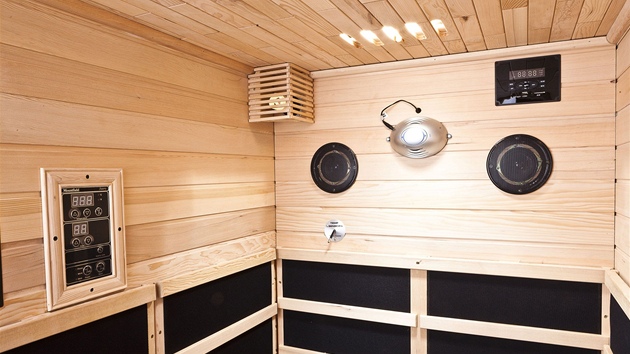 Elegantn kabiny tchto infrasaun jsou vyrobeny z kvalitnho deva kanadskho jedlovce (tsuga). 
