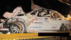 Tragická nehoda závodního vozu na RallyShow Uherský Brod 2012.