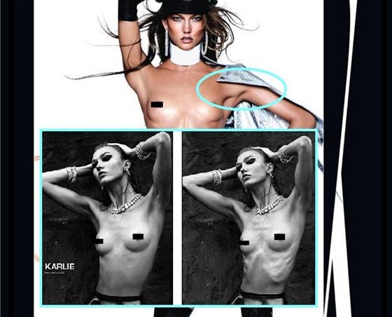 Modelka Karlie Klossov&#225; a jej&#237; &#250;pravy ve Photoshopu