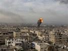 Výbuch izraelské rakety v Gaza City (21. listopadu 2012)