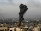 Výbuch izraelské rakety v Pásmu Gazy (21. listopadu 2012)