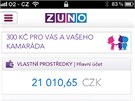 Mobilní aplikace Zuno - úvodní stránka po pihláení