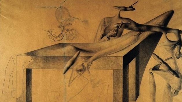 Salvador Dal: Le Cannibalisme des objets, avec crasement simultan d'un violoncelle (1932)