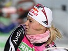 Nmecká biatlonistka Miriam Gössnerová pi tréninku na Svtový pohár v lednu