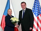 Hillary Clintonová se sela i s premiérem Petrem Neasem. (3. prosince 2012)