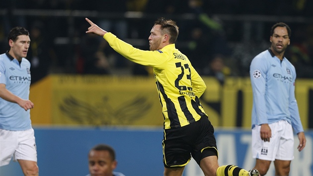 Schieber z Dortmundu se raduje, prv pokoil branke Manchesteru City 