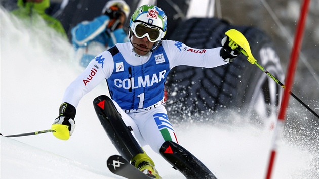 Stefano Gross pi slalomu svtovho pohru ve Val d'Isere