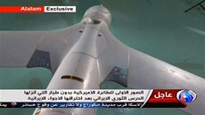 Údajný americký bezpilotní letoun ScanEagle na zábrech íránské televize