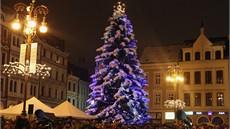 Vánoční strom na Benešově náměstí v Liberci