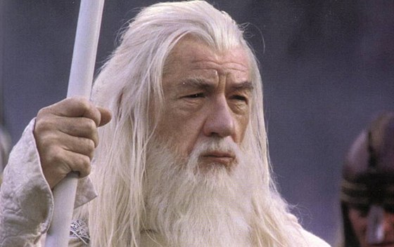 Ian McKellen v roli Gandalfa ve filmové trilogii Pán prsten