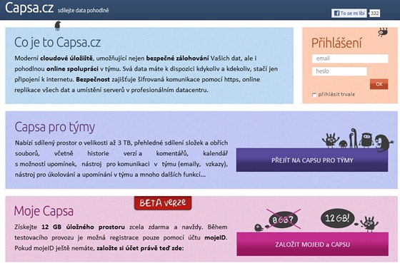 Capsa.cz eská cloudová sluba zatím bí v betaverzi