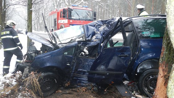 Pi tragické nehod narazilo u Majdaleny na Jindichohradecku auto s rodinou do