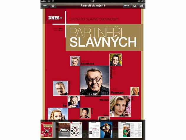 První magazín Partnei slavných z edice DNES+. 