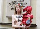 Polonahá Anastázia Hagenová protestovala proti neudlení azylu ped Poslaneckou...