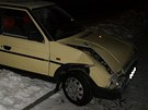Patnáctiletý idi naboural do policejní slubeny v Kopidln. (12. 12. 2012)