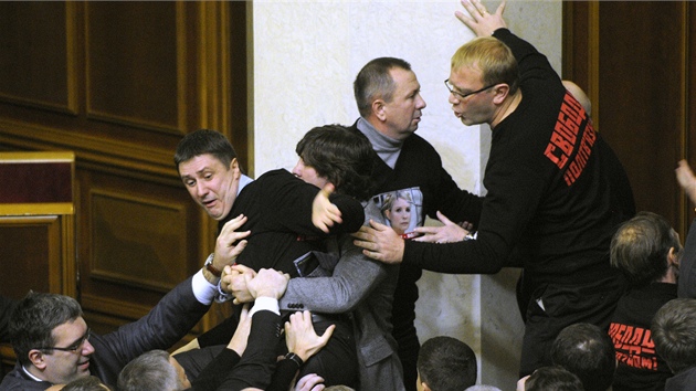 Bitka v podn ukrajinskch poslanc pi pleitosti volby novho premira (13. prosince 2012)