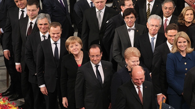 Evropt sttnci na pedvn Nobelovy ceny za mr v Oslu.