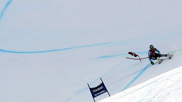 NA HRAN. Americk lya Ted Ligety si jede pro vtzstv v obm slalomu Svtovho pohru v Alta Badii. 