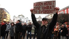Na protikomunistickou demonstraci v Ústí nad Labem pilo kolem stovky lidí.