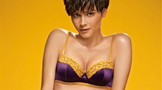 Fialová podprsenka zdobená �lutou krajkou, Terenis