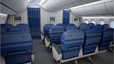 Pohled do ekonomické t�ídy Dreamlineru polské spole�nosti LOT. 