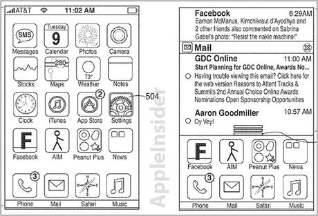Nkresy patentu notifikanho centra na iOS