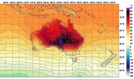 Australtí meteorologové museli kvli vysokým teplotám zavést do svých map