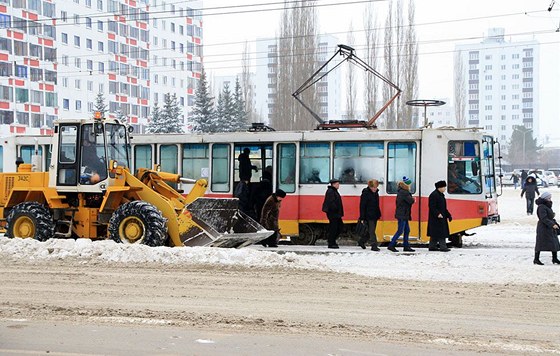 Problémy s dopravou v ruském mst Ufa.