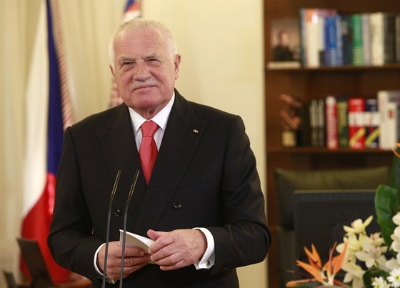 Prezident Václav Klaus při novoročním projevu (1. ledna 2013)