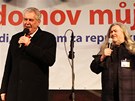 Miloe Zemana na pedvolebním koncert na Staromstském námstí v Praze...
