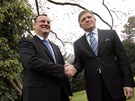 Premiéi eska a Slovenska Petr Neas a Robert Fico na zahrad brnnské vily