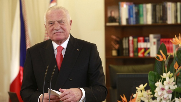 Prezident Vclav Klaus pi novoronm projevu (1. ledna 2013)