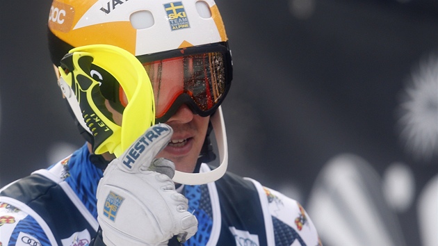 ZHEBSK SPCH. vdsk lya Andre Myhrer se raduje z druhho msta ve slalomu Svtovho pohru v chorvatskm Zhebu. 