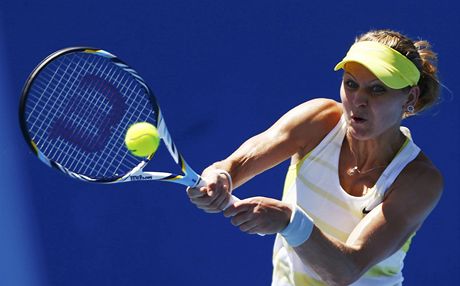 ZARPUTILÝ VÝRAZ. Lucie afáová se na utkání prvního kola Australian Open hodn