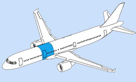 Modr st ukazuje st trupu Airbusu A321, jej dly bude vyrbt Aero