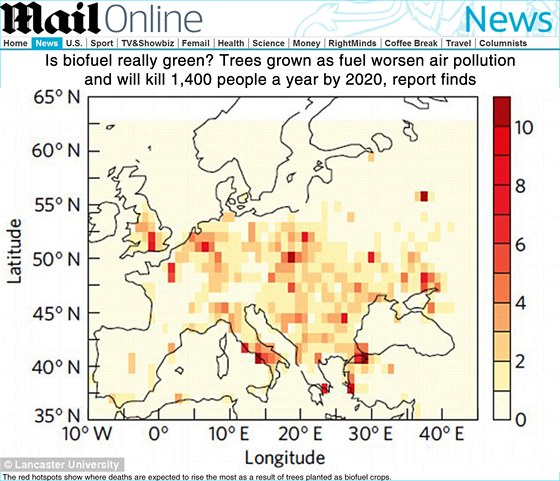 Červeně jsou označena místa, kde britští vědci očekávají nárůst úmrtí v...